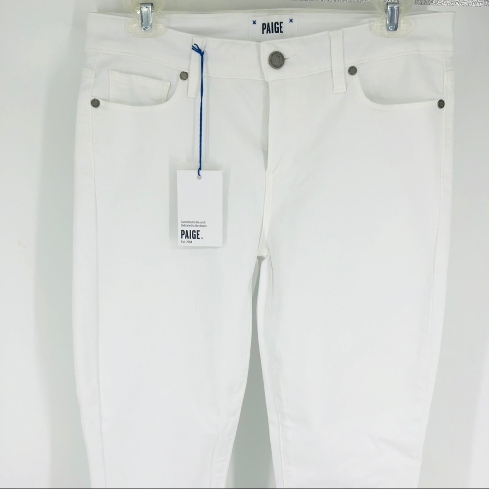 NWT Paige Curved Hem Mid Rise White Jeans Size 29 - Picture 4 of 8